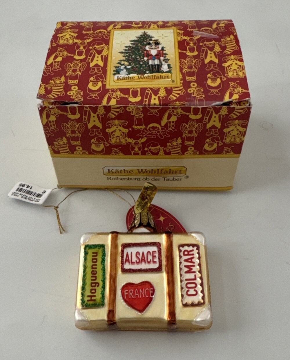 Kathe Wohlfahrt POETRY IN GLASS Suitcases Blown Christmas Ornament
